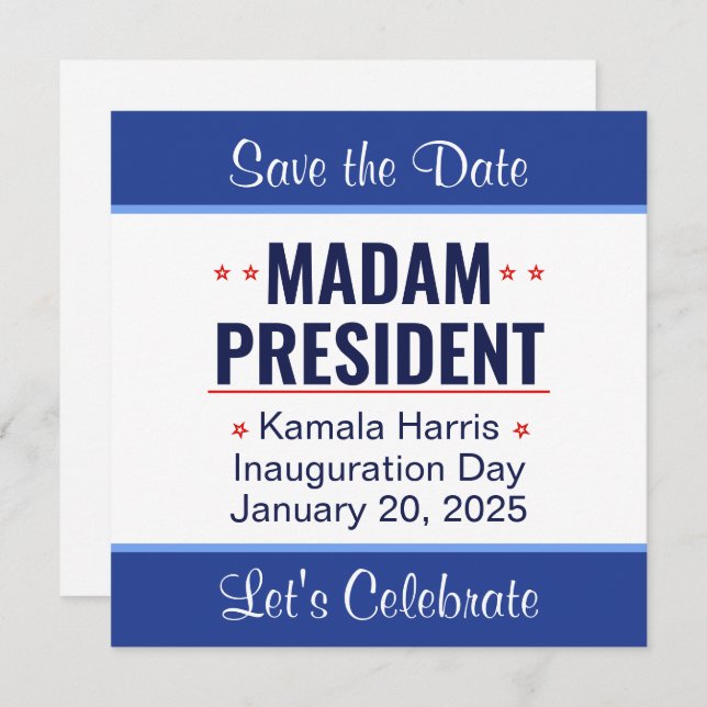 Save The Date Madame la Présidente Kamala Harris Inauguration (Devant / Derrière)