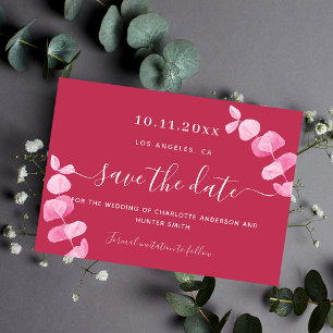 Save The Date Magenta eucalyptus mariage enregistrer la date