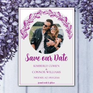 Save The Date Magenta Garland Photo Enregistrer la date