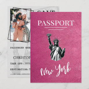 Save The Date Magenta New York City Passport Enregistrer La Date