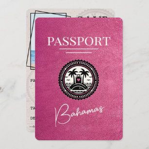 Save The Date Magenta Pink Bahamas Passport Enregistrer La Date