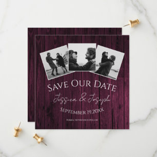Save The Date Magenta Rustic Photo Collage Enregistrer La Date