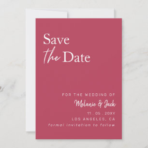 Save The Date Magenta Simple Calligraphie Photo Enregistrer La D