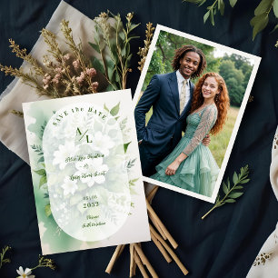 Save The Date Magnifique Boho Ovale Translucide à la Végétation 