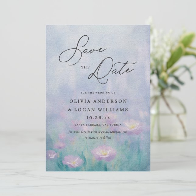 Save The Date Magnifique calligraphie aquarelle de printemps pou (Debout devant)