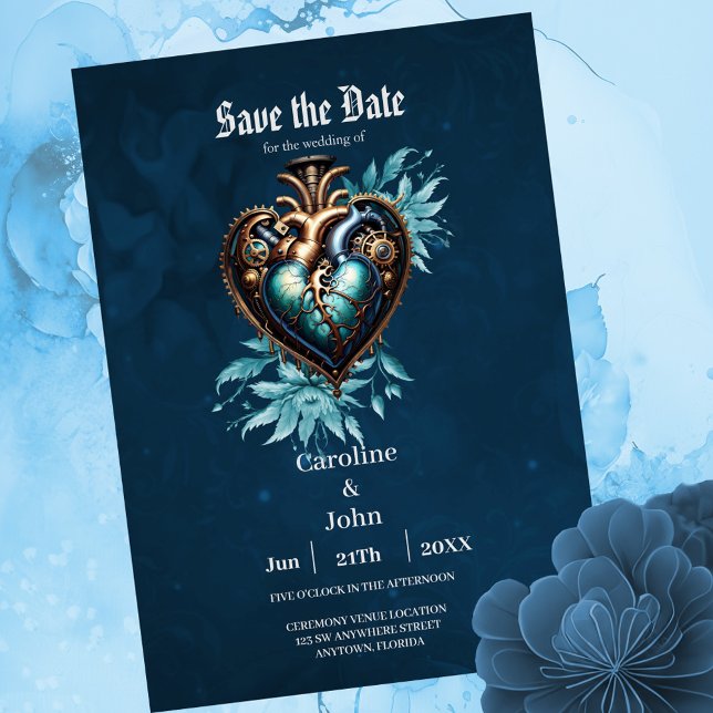 Save The Date Magnifique et élégant coeur steampunk. (Steampunk heart)