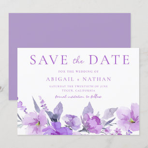 Save The Date Magnifique Lavande violette Mariage Floral