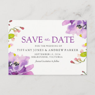 Save The Date Magnifique Mariage Floral Violet Enregistrer La Da