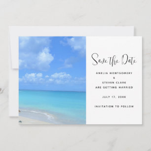 Save The Date Magnifique mariage tropical de plage turquoise