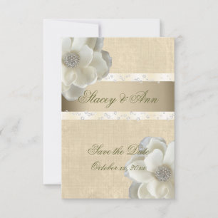 Save The Date Magnifique, Sauvez la Date White Roses & Bling.