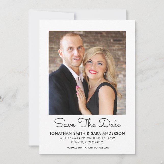 Save The Date Magnifique Script Minimal Enregistrer La Date Phot (Devant)