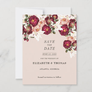 Save The Date Magnifiques roses rouges roses lys blancs mariage