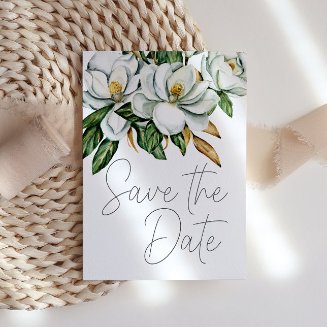Save The Date Magnolia Blanc Floral Rustique (Créateur téléchargé)