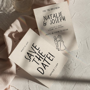 Save The Date Main moderne tiré romantique Rétro Mariage unique