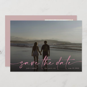 Save The Date Main rose écrite moderne Photo Blush Dusty