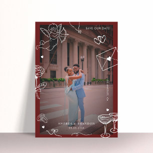 Save The Date Main Whimsical tiré 2 Photo Fun Scribble Mariage