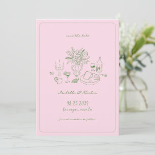 Save The Date Main Whimsical tiré mariage français Enregistrer l