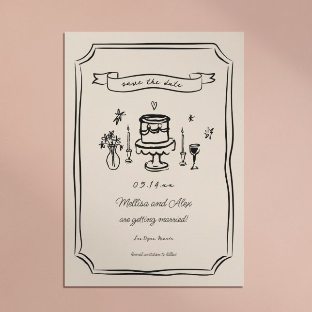 Save The Date Main Whimsical tiré Mariage Quirky (Créateur téléchargé)