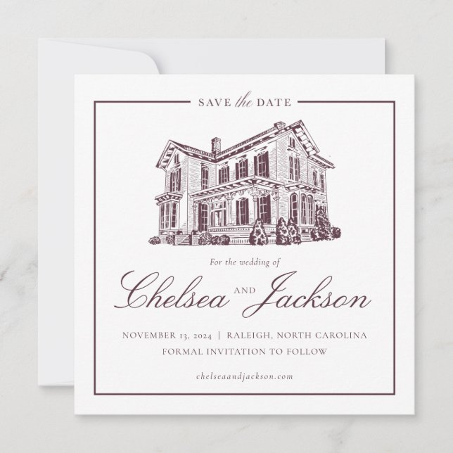 Save The Date Maison Merrimon-Wynne Croquis Enregistrer la Date (Devant)