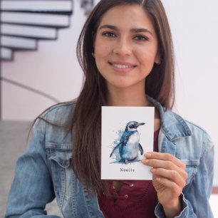 Save The Date Manchot aquarelle Arctique Azur, personnalisé