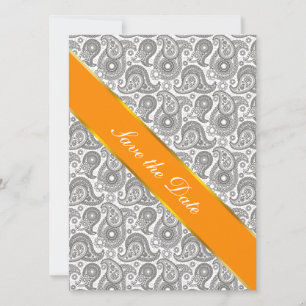 Save The Date Mandarine Paisley noir