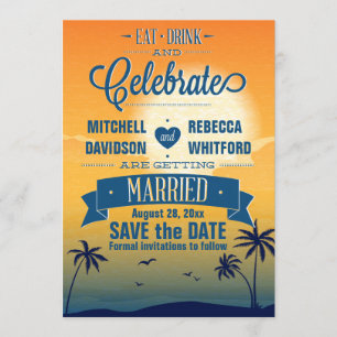 Save The Date Mangez la boisson n célèbrent des économies de