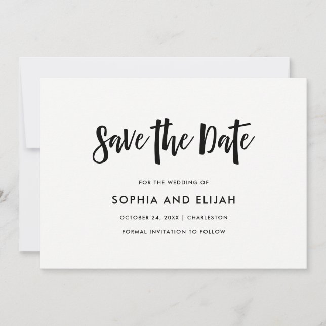 Save The Date manuscrit et moderne | Noir et blanc (Devant)
