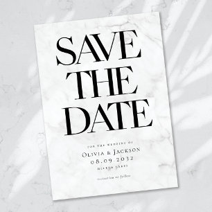 Save The Date Marbre moderne minimaliste Gras Typographie Mariag