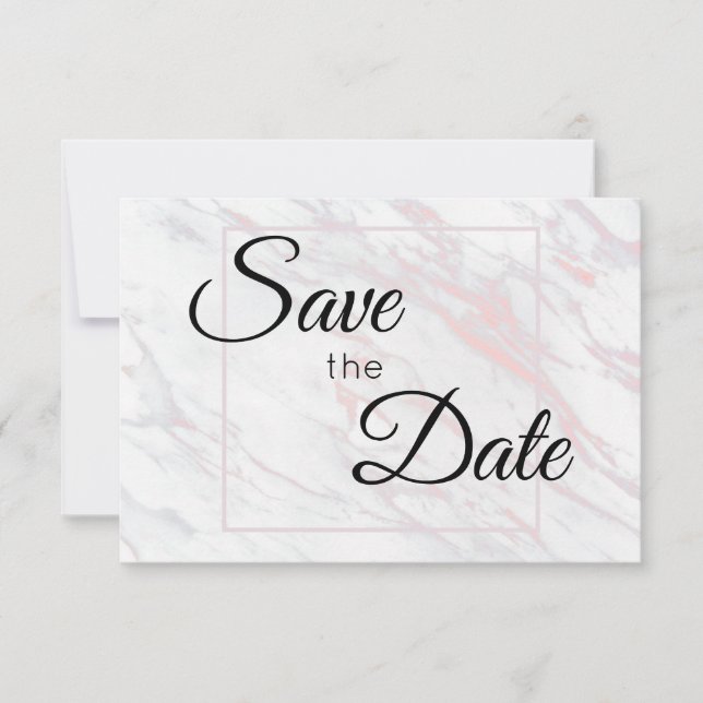 Save The Date Marbre rose et gris moderne (Devant)