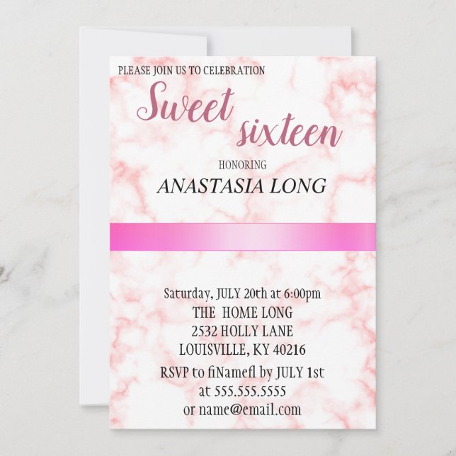 Save The Date Marbre rose moderne et élégant (Devant)