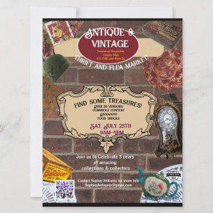 Save The Date Marché des antiquités et vintage et flyer d'événem