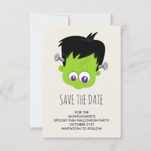 Save The Date Mare Green Frankenstein Monster face Halloween