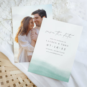 Save The Date Marées Seaglass Elégante Aquarelle Côtière Simple