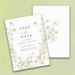 Save The Date Marguerite Fleur Sauvage Blanche Bohème Minimalist