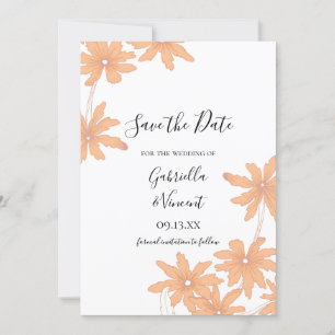 Save The Date Marguerites orange sur mariage blanc Enregistrer l