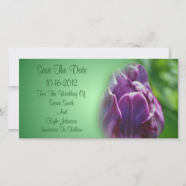 Save The Date Mariage à fleurs de tulipe violet (Devant)