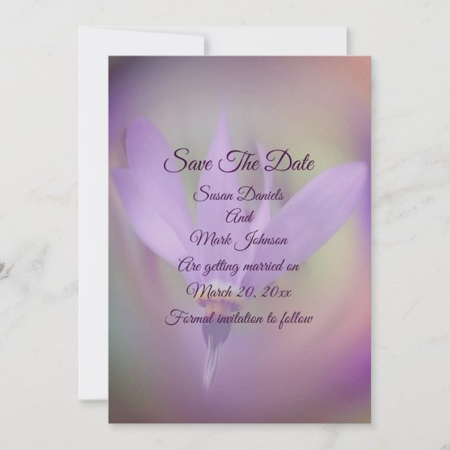 Save The Date Mariage à fleurs violettes pâles (Devant)