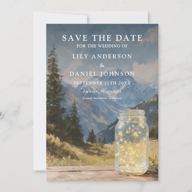 Save The Date Mariage à jarre de maçon rustique bohème aquarelle (Devant)
