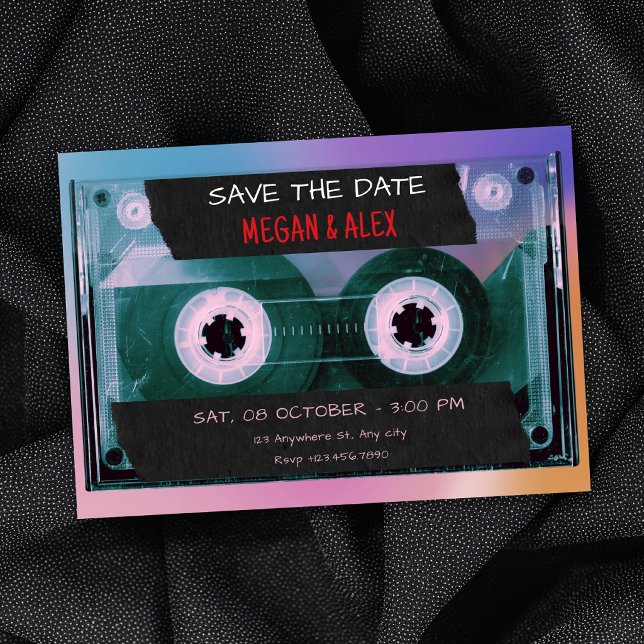 Save The Date Mariage à la bande cassette rétro (Créateur téléchargé)