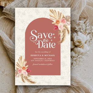 Save The Date Mariage à la cannelle de la Pampas à fleurs de ter
