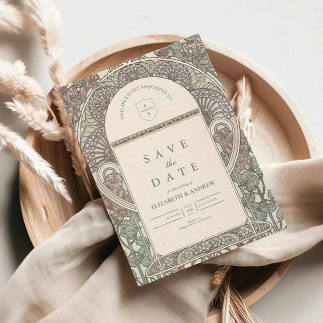Save The Date Mariage à la date de Romantique Arche Fleurie (Créateur téléchargé)
