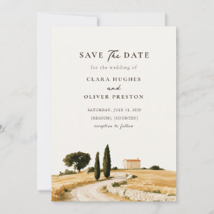 Save The Date Mariage à la ferme sur les collines de cyprès enso