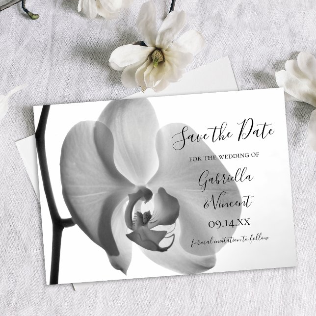 Save The Date Mariage à la Fleur d'Orchidée Blanche Enregistrer  (Créateur téléchargé)