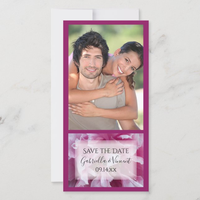 Save The Date Mariage à la fleur rose Peony Enregistrer la date (Devant)