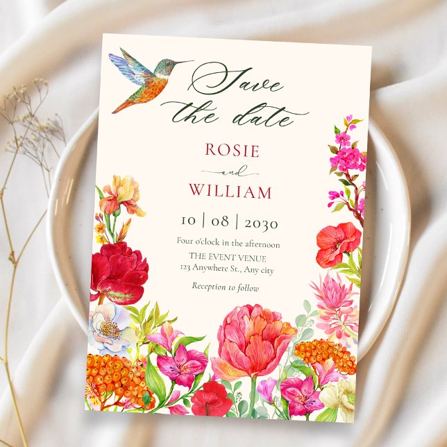 Save The Date Mariage à la floraison florale aquarelle (Créateur téléchargé)