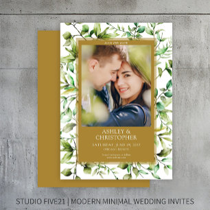 Save The Date Mariage à la frontière florale rustique classique