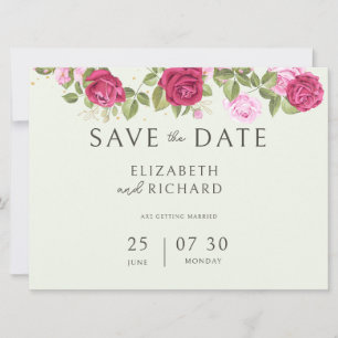 Save The Date Mariage à la rose aquarelle pastel floral