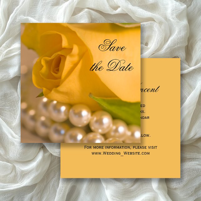 Save The Date Mariage à la rose jaune et aux perles Enregistrer  (Créateur téléchargé)