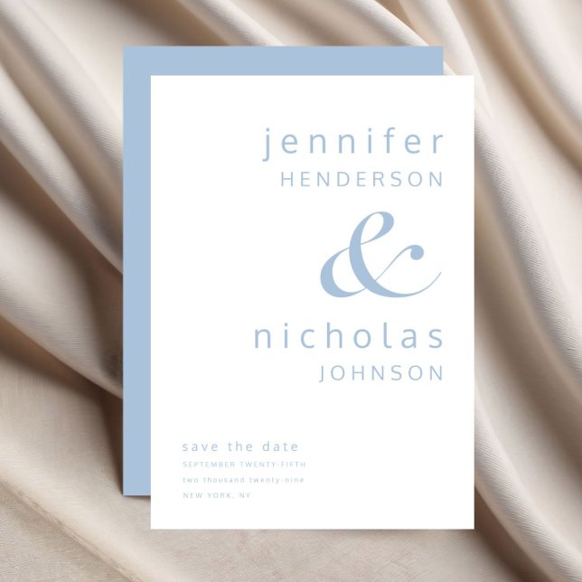 Save The Date Mariage à la typographie bleue moderne (Modern Blue Typography Wedding Save The Date)