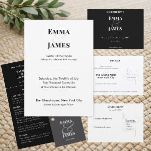 Save The Date Mariage à l'ampersand noir inversé   Sauvegarder l